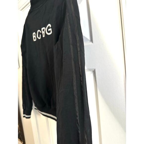 BCBGMAXAZRIA Vintage Y2K Logo Zip-Up Track Jacket Black - Sz Large - Picture 6 of 6